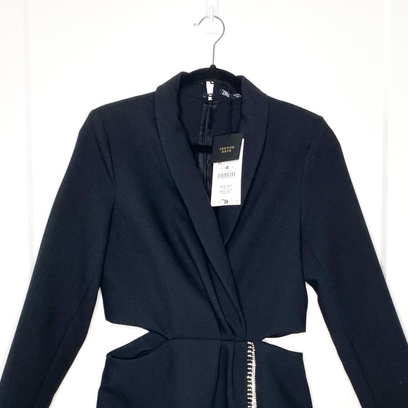 ZARA Cut Out Beaded Jumpsuit in Black Size Medium New With Tags | 0023/536/800 - Picture 9 of 12